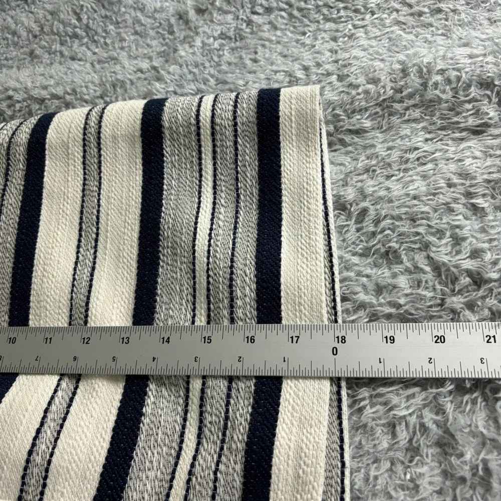 Ann Taylor LOFT Striped Mini Skirt Navy Grey Cream Textured Woven Size 12